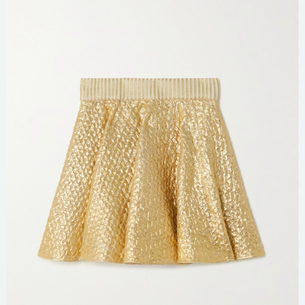 Valentino Gold Coated Wool
Knit Flared Mini Skirt  New with tags! M - Picture 5 of 14